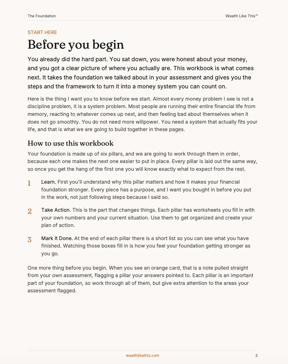 The Foundation workbook, Before you begin page